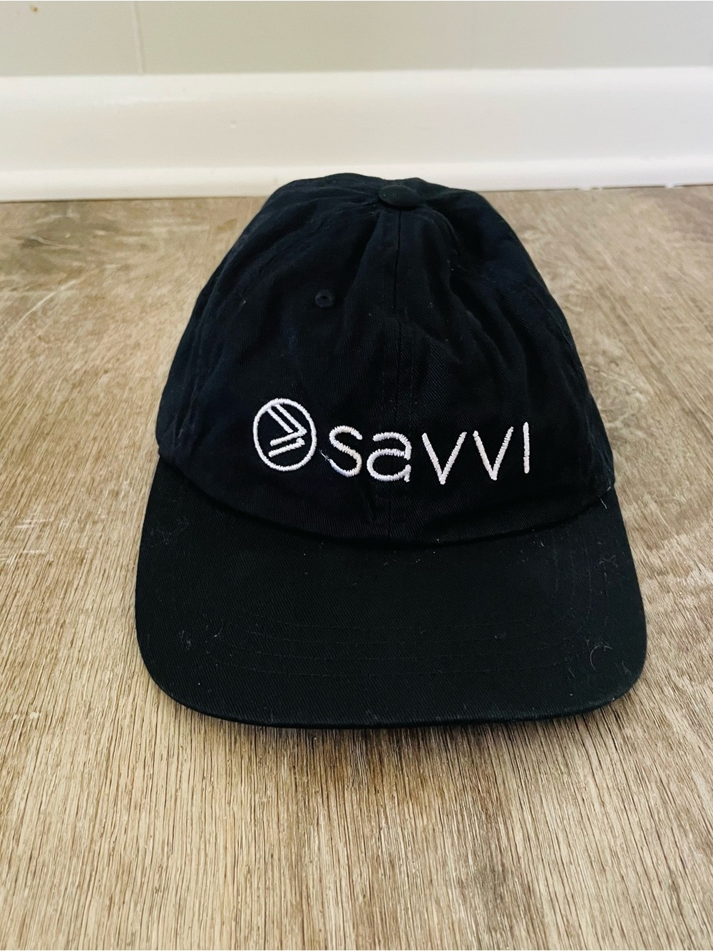 Savvi Black Baseball Cap 100% Cotton Adjustable Strap Back Embroidered Logo